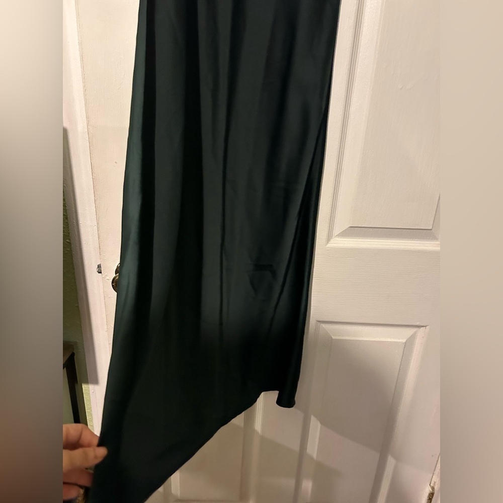 HOUSE OF HARLOW Forest Green Satin Midi Slip holiday Dress, size small - Picture 10 of 13